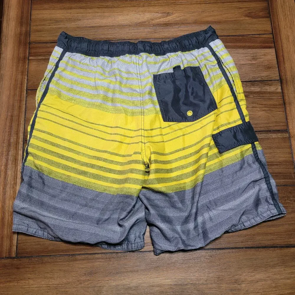 OP Yellow Grey & Black Swim Trunks - Size Large (36-38)